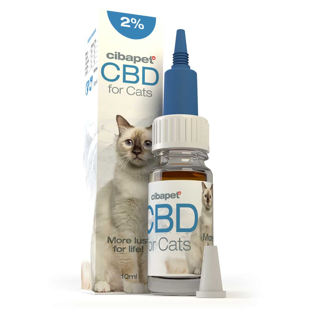 Een flesje Cibapet CBD olie 2% voor katten (10ml) voor katten.