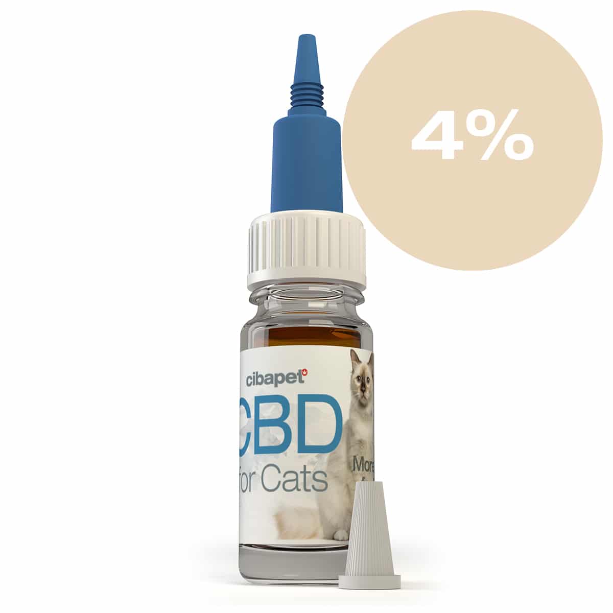 Een flesje Cibapet CBD olie 4% voor katten (10ml) voor katten.