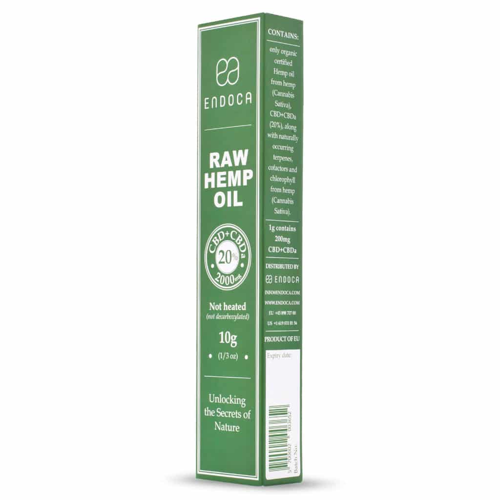 Endoca CBD Pasta 20% (2000 mg CBD) in een doosje.