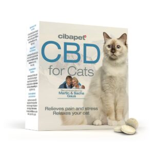 Een doosje CBD-pastilles voor katten (1,3 mg) voor katten.