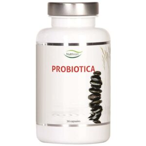 Een fles Probiotica van Nutrivian (60 stuks) op een witte achtergrond.